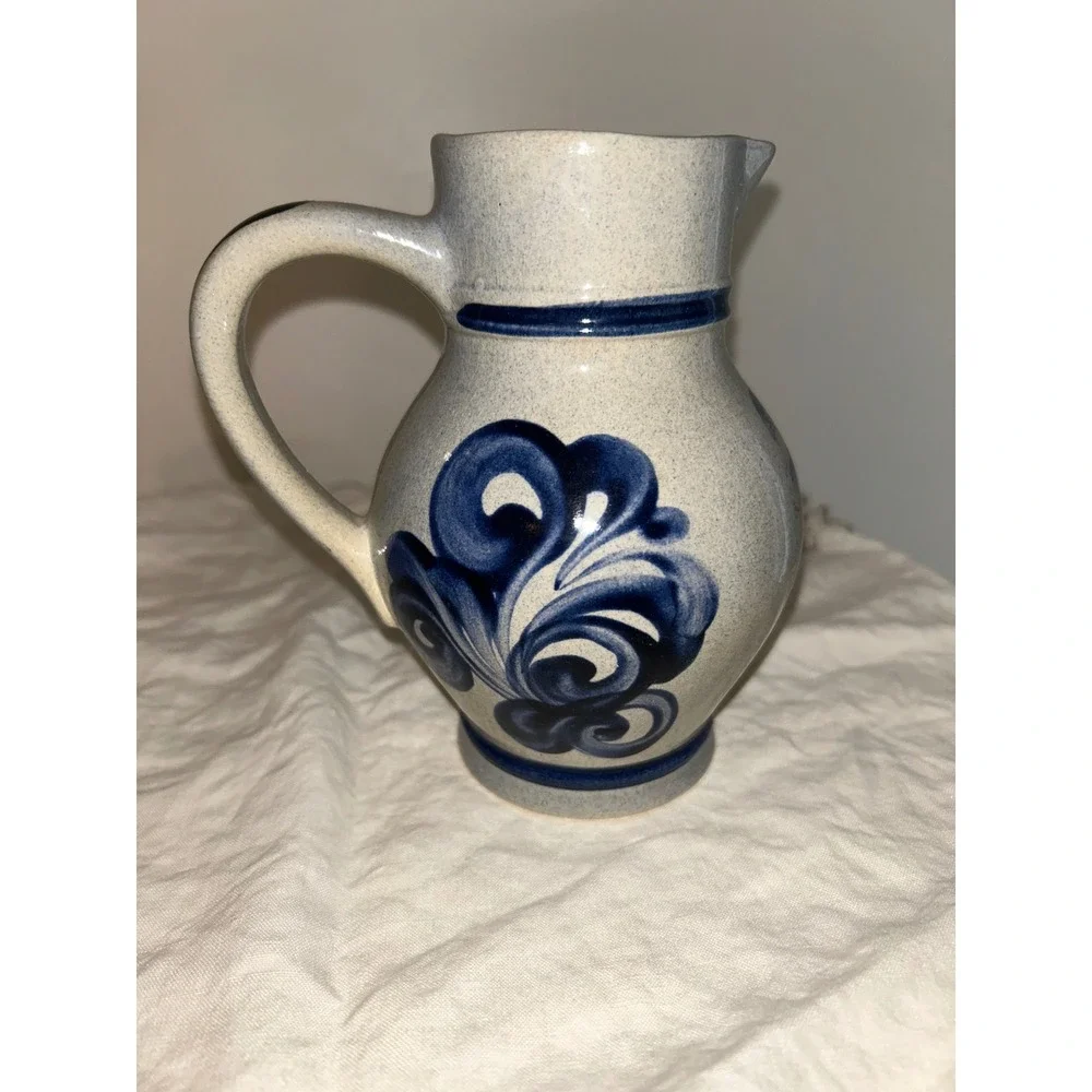 German Salt Glazed Stoneware Pitcher 0.5L Bettenhausen Burgerhaus Blue Grey Jug